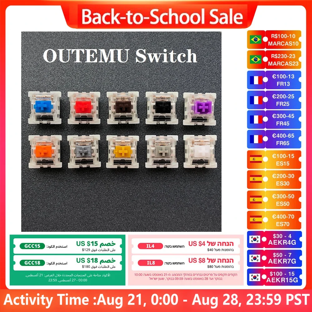 Outemu Switch Mechanical Keyboard Switch 3Pin Clicky Linear Tactile Silent Switches RGB LED SMD Gaming Compatible With MX Switch