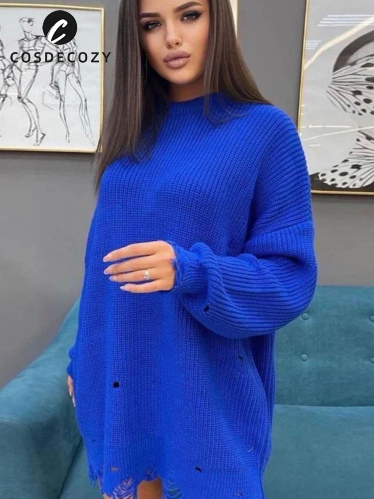 

Cosdecozy Women Sweater Female Pullover Long Sleeve O Neck Casual Jumper Hollow Out Clothes Autumn Winter