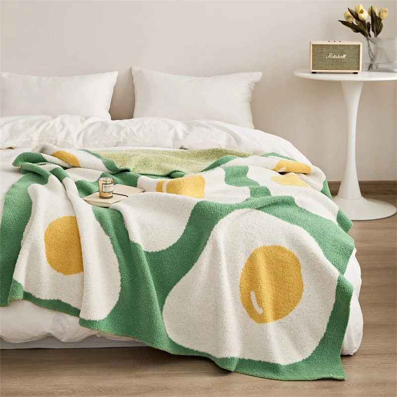 

DUNXDECO Green Cozy Comfort Blanket Knitted Bedspread Soft Cobertor Sweet Home Ins Hot Egg Super Sofa Bedding Room Decorating