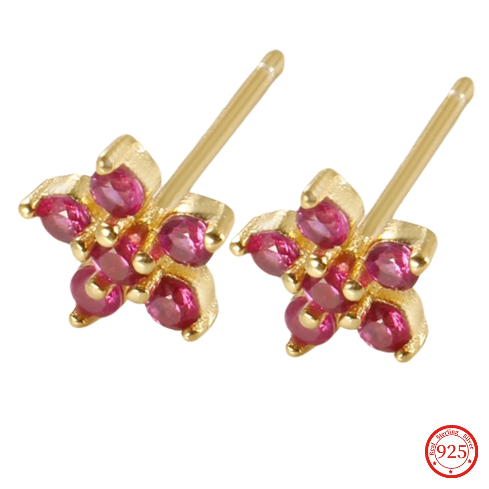 

Wholesale 925 Sterling Silver Stud Earrings for Women Luxury Designer Elegant Zircon Flower Ladies Birthday Festival Jewelry