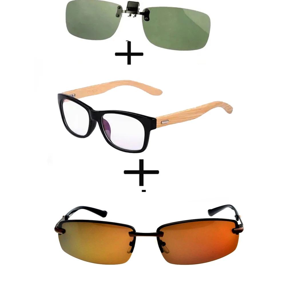 

3 шт.! Удобные деревянные очки для чтения в квадратной оправе для мужчин и женщин + поляризованные солнцезащитные очки-авиаторы из сплава для вождения + солнцезащитные очки с зажимом