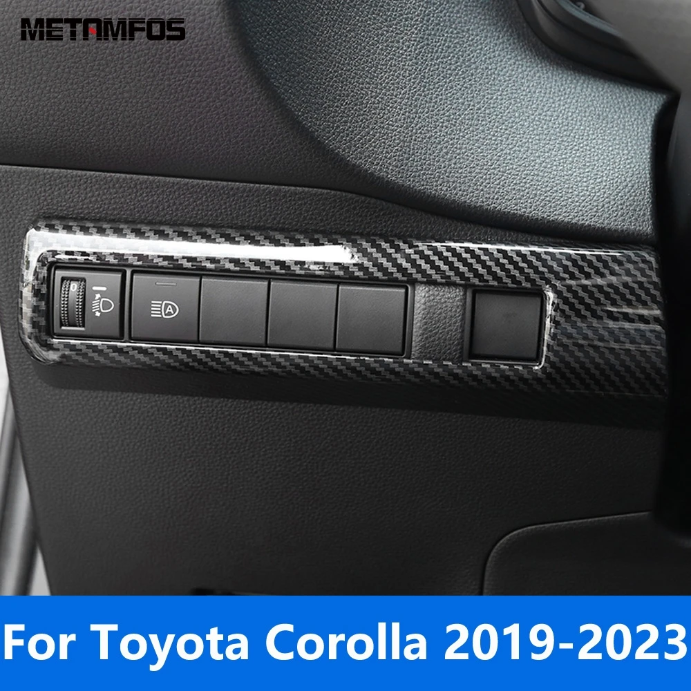 

For Toyota Corolla E210 2019-2021 2022 2023 Carbon Fiber Head Light Lamp Switch Button Panel Cover Trim Accessories Car Styling