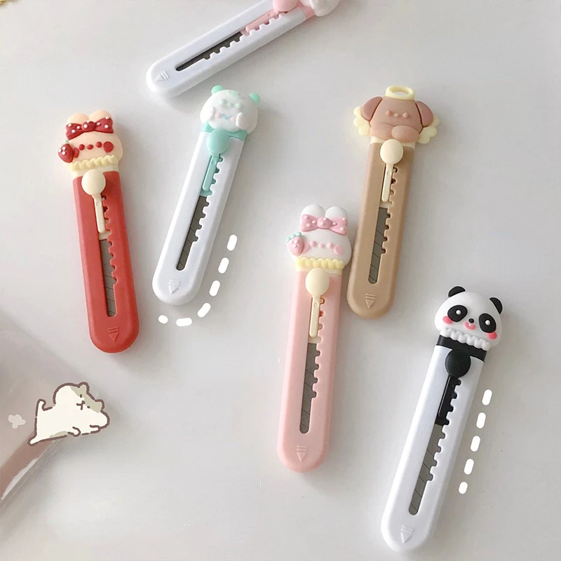 Mini Cute Caroon Utility Knife for Student Small Kawaii Letter Opener Clip Paper for Office Student Supply Office Accessories
