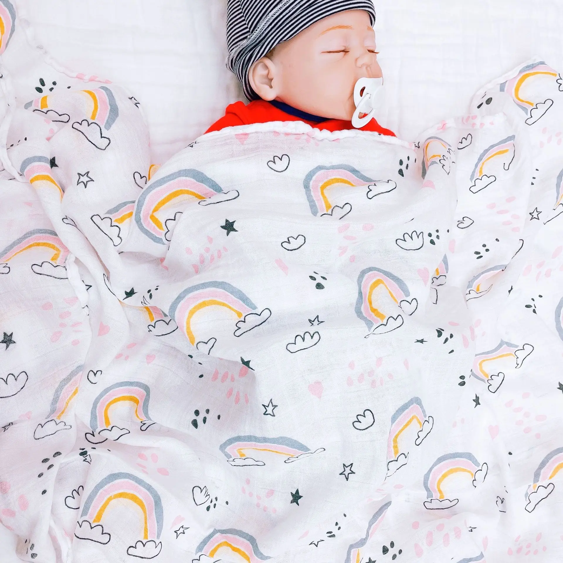 Муслиновое детское банное полотенце с двойной марлей одеяло из бамбукового