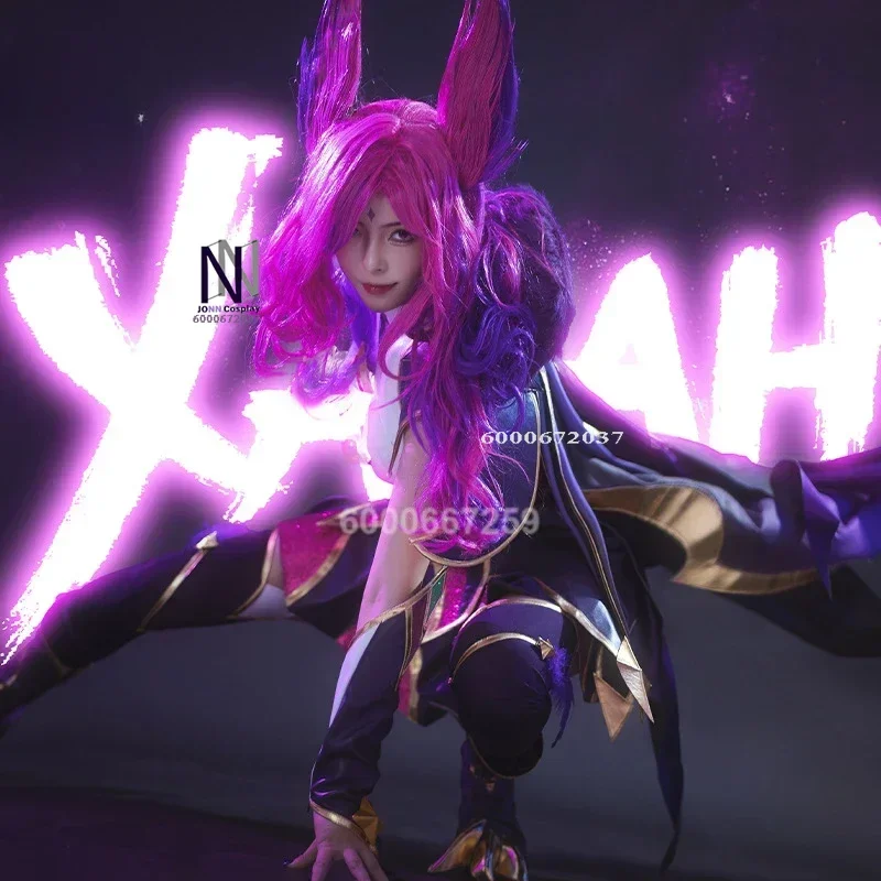 League of Legends Game Star Guardian Xayah Косплей Костюм Набор для женщин Хэллоуин Наряд с париком