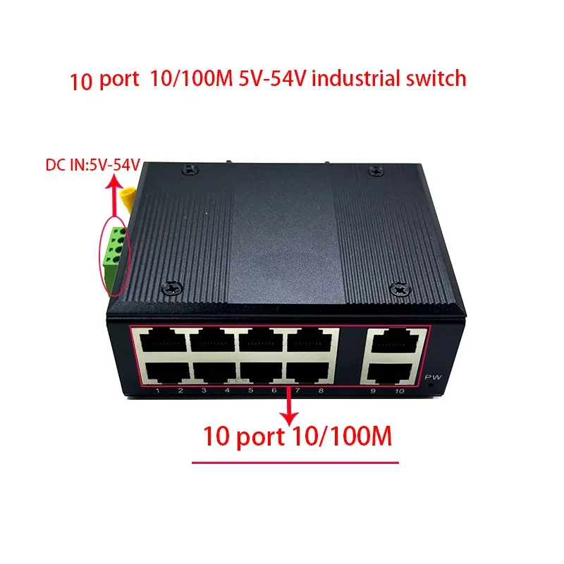 Фото 10 портов 10/100M 12V-54V Ethernet industrial swith №1