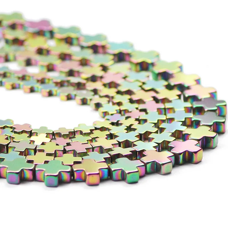 6/8/10 мм новый зеленый крест форма гематитовый камень свободные бусины для