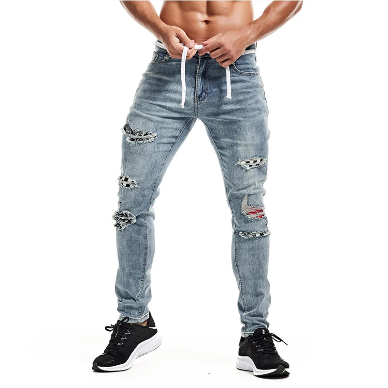 High Quality Men's jeans Fashion Skinny Stretch Black Blue Ripped Denim Pants Streetwear Slim-Fit Plus Size Pant Jeans for Men