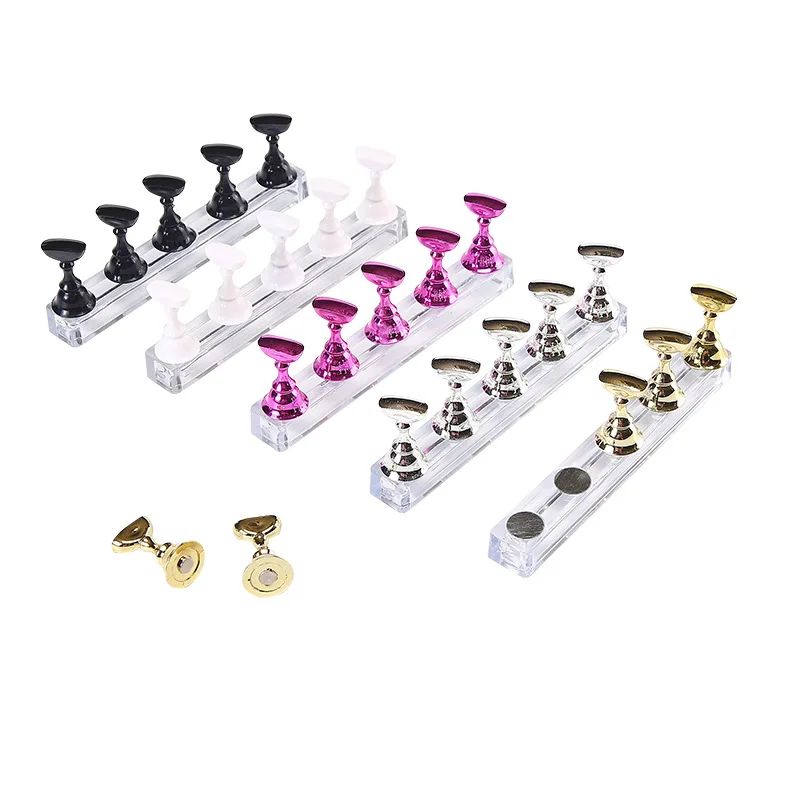 Multi-color 5Pcs Magnet Magnetic Nail Tip Display Work Stand Set 10.5X7X1.5cm 5Pcs Press On Nail Tool Nail Art Practice Holder