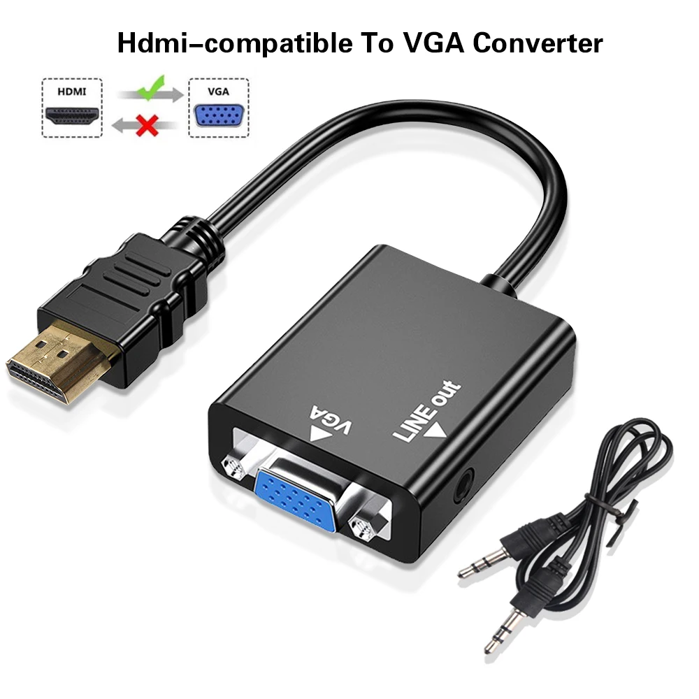 

Кабель-переходник Hdmi-VGA с аудиовыходом P2 для PS4, ПК, ноутбуков, ТВ-приставок, проекторов