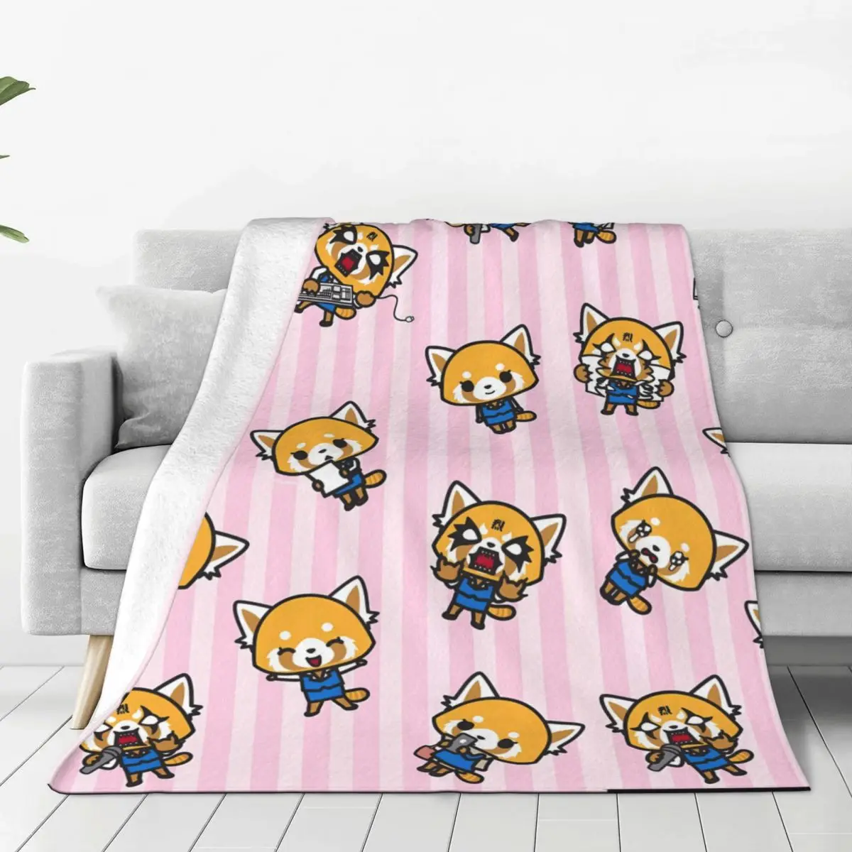 Фланелевое одеяло Aggretsuko Collages супер теплое для домашнего декора новинка кемпинга