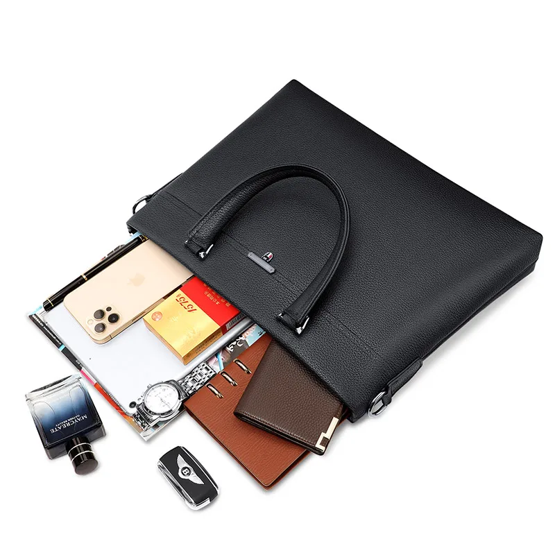 Williampolo Men's Business Handbag Leather Ieisure Shoulder Messenger Bag Korean Version Cowhide Simple Briefcase