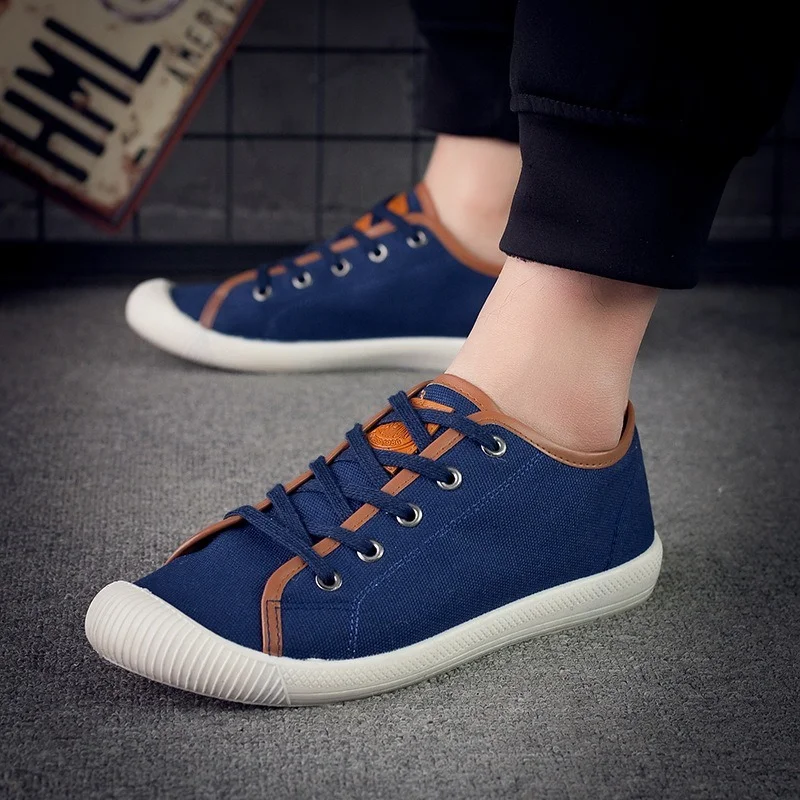 

Spring/summer New Men Casual Canvas Shoes Lace-up Students Sneakers Low-top Fashion Outdoor Shoes Men Casual Sneakers