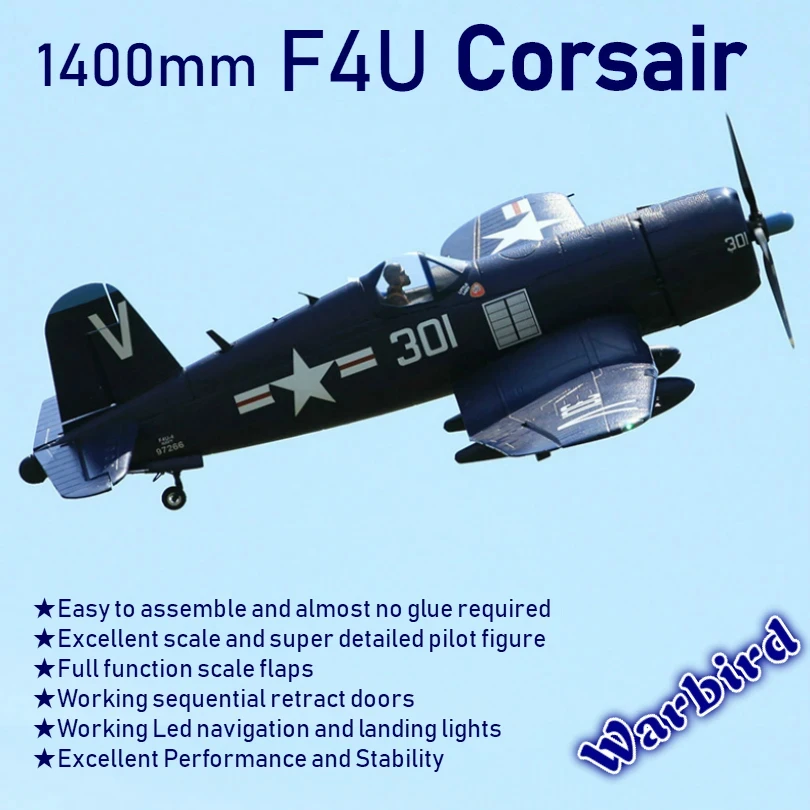 FMS 1400MM 1.4M F4U Corsir Blue 6CH с затягивающимися клапанами PNP RC Самолет Gaint Warbird Радио Модель