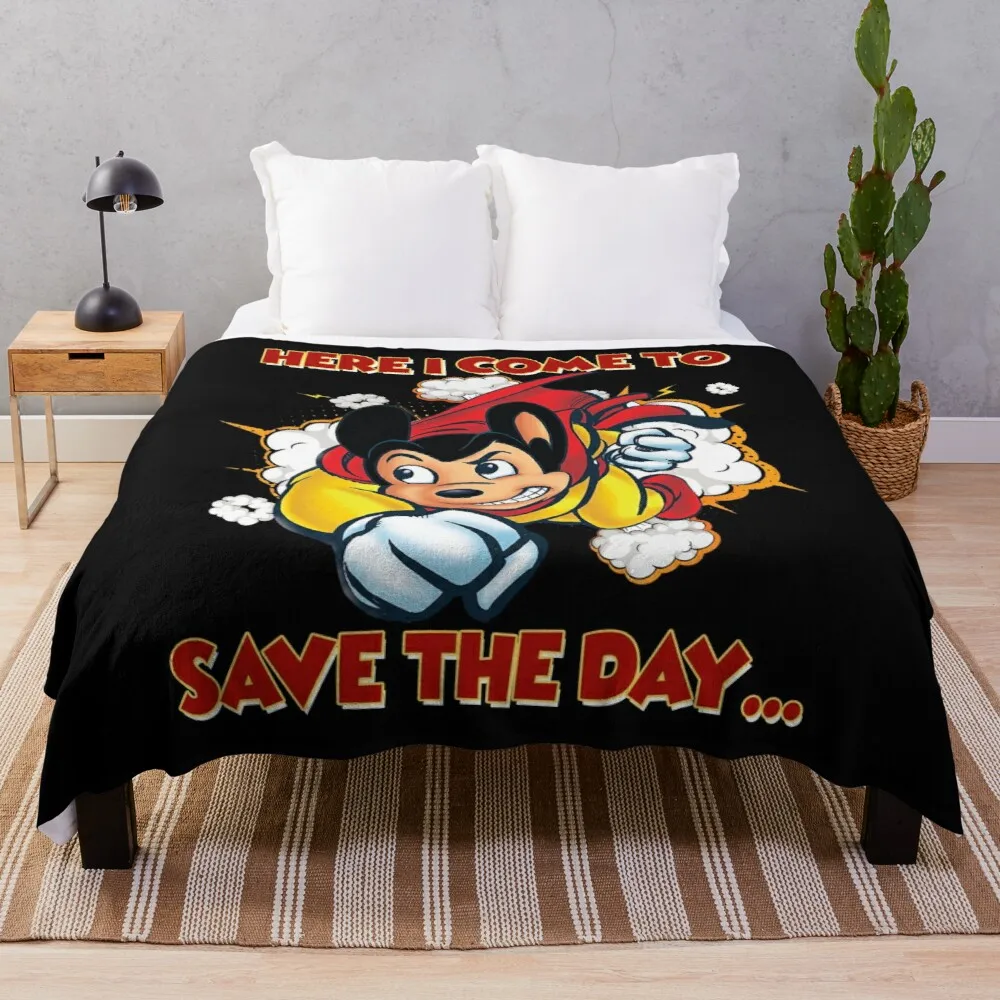 

Here I Come To Save The Day - Mighty Animation Mouse Throw Blanket Blanket Sofa Decorative Bed Blankets King Flannel Blanket