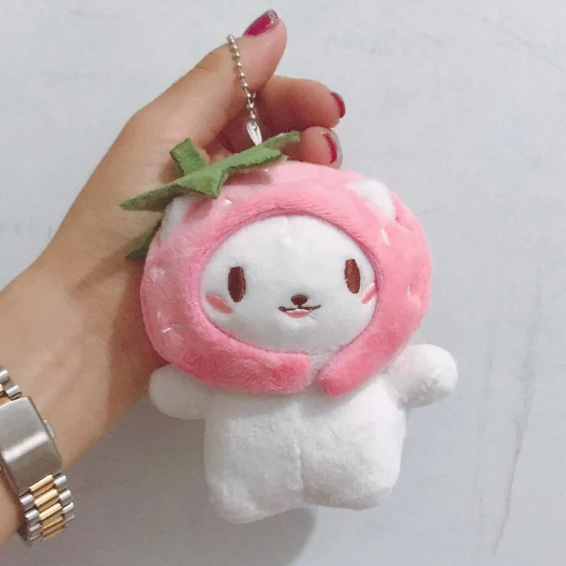 1Pc Cute Cat Plush Action Figure Key Korean Snapper Head Set Keychain Chain Doll Pendant Bag Accessories Baby Keyring