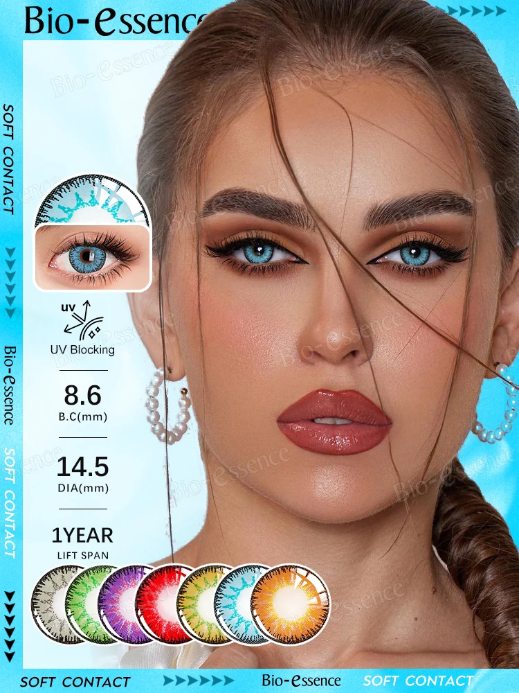 Bio-essence 1 Pair Colored Contact Lenses for Eyes Red Blue Lens Makeup Pupils Natural Color Lense Beauty Contacts Lens