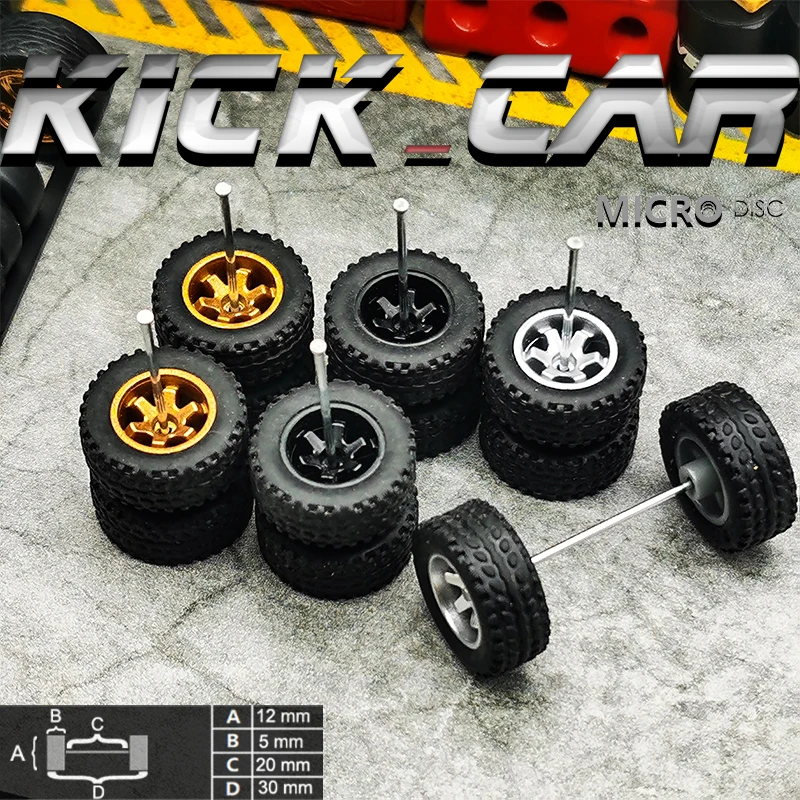 KICARMOD 1/64 Rubber Tires & Diecast Car Wheels for 1:64 For Off-Road Dedicated to Pickup Trucks，Miniature Large Sedan