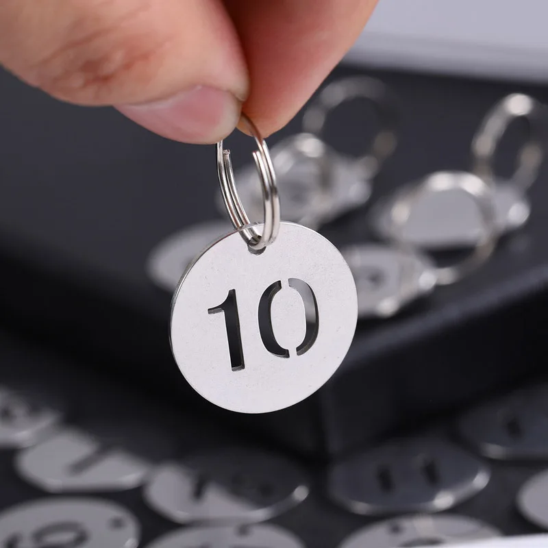 10PCS Stainless Steel 30mm Round Number Labels Hollow Out Plates Signs Hangtags For Keys Metal Tags Markers