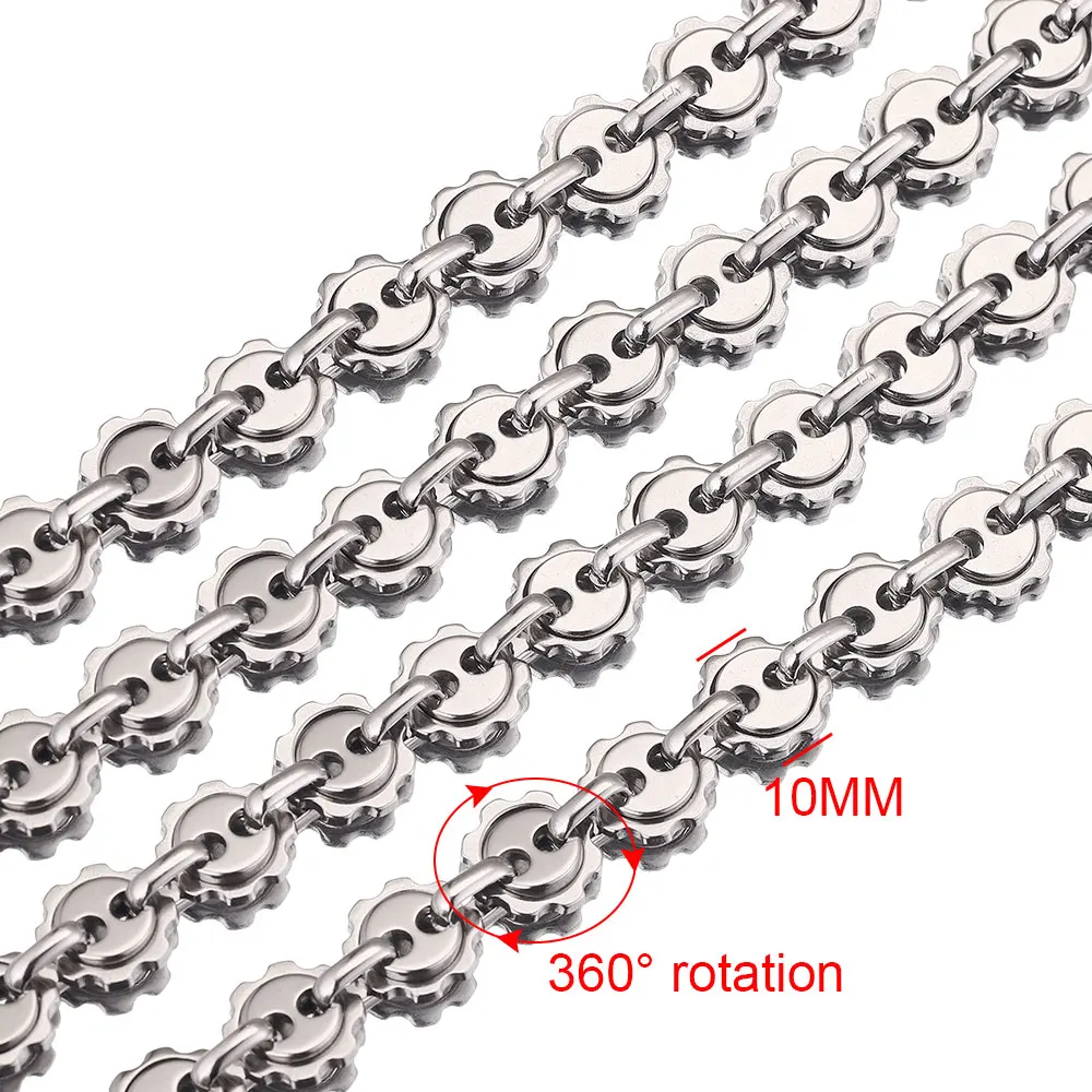 

1M Width 10mm Stainless Steel Lifelike Chainsaw Chain for Men Rotate Gear Chains DIY Jewelry Making Supplies Craft