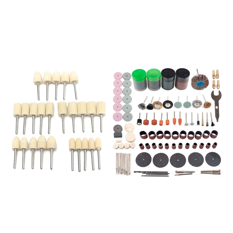 

161Pcs Mini Drill Multi Rotary Tool Accessories Set Grinding Polishing Kits With 25Pcs Set 1/8 Inch Felt Polishing Buffing Point