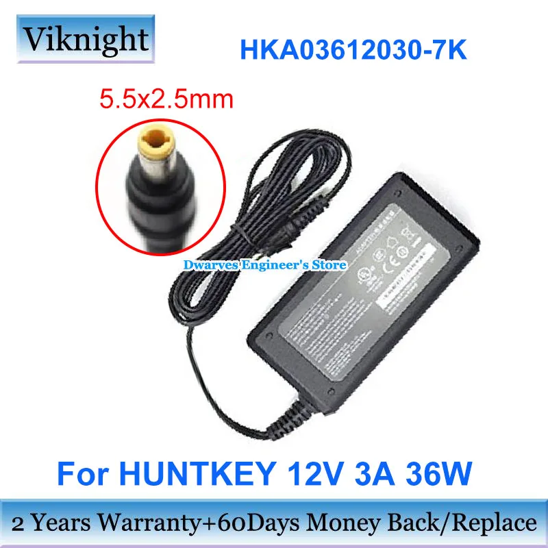 

Оригинальный адаптер переменного тока 36 Вт 12 В 3 А, зарядное устройство для ноутбука HUNTKEY с наконечниками 5,5x2,5 мм
