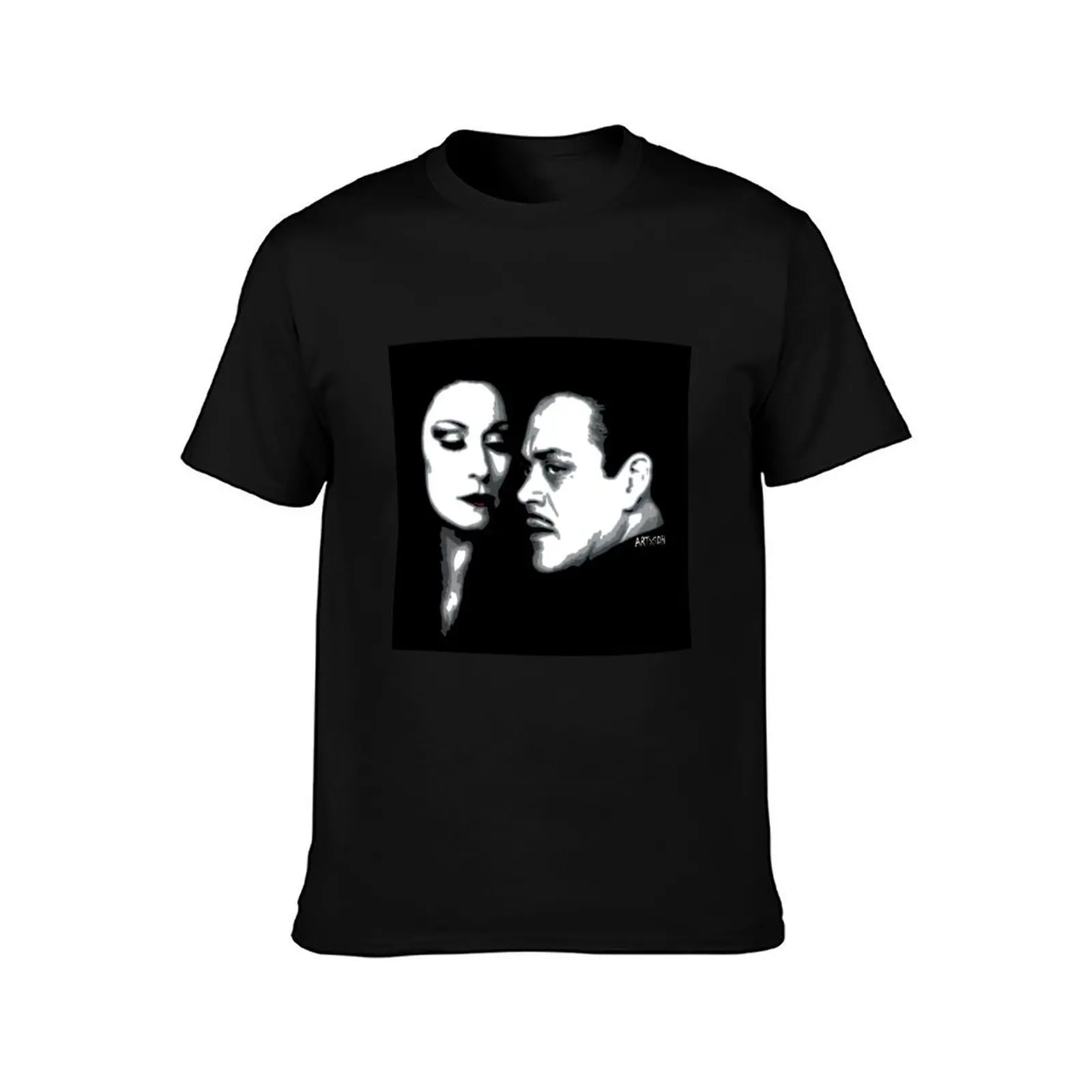 Фото Футболка Gomez and Morticia, черная, из 100% хлопка, однотонная, мужская, в упаковке №2