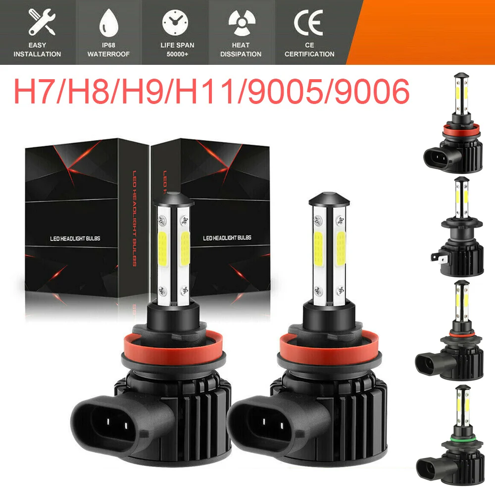 

2pcs H7 H8 H9 H11 9005 9006 12V 20000Lm LED Car Lights Bulbs High Brightness Headlights