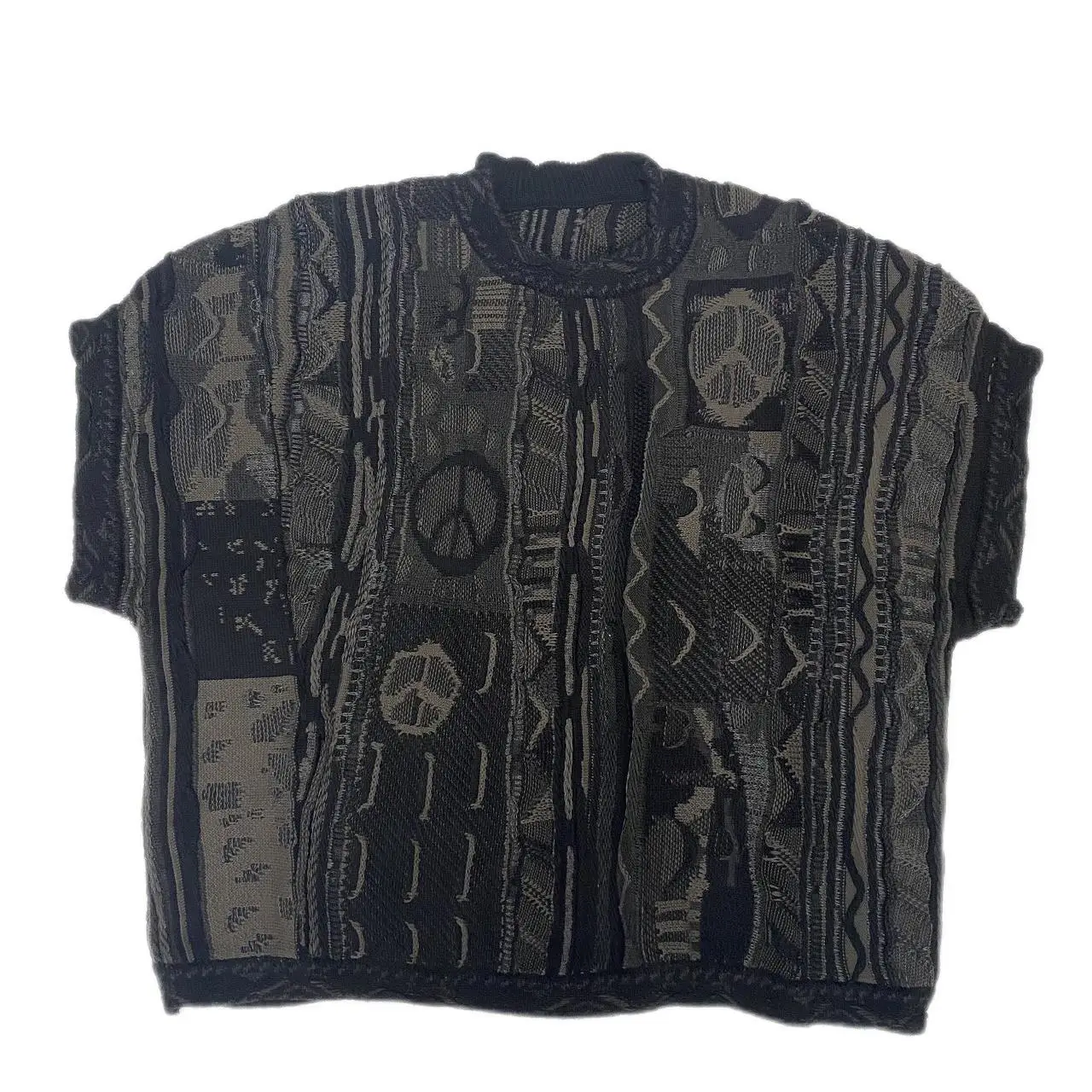 Kapital Vintage Anti War Hirata Hiro Retro National Knitted Sweater Pullover for Men Women Loose Short Sleeve Thickened Tank Top
