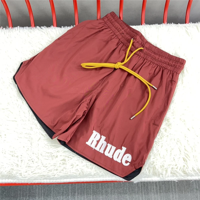 

New Rhude Shorts Inside Mesh Men Women kanye Embroidery Casual Beach Shorts Breeches