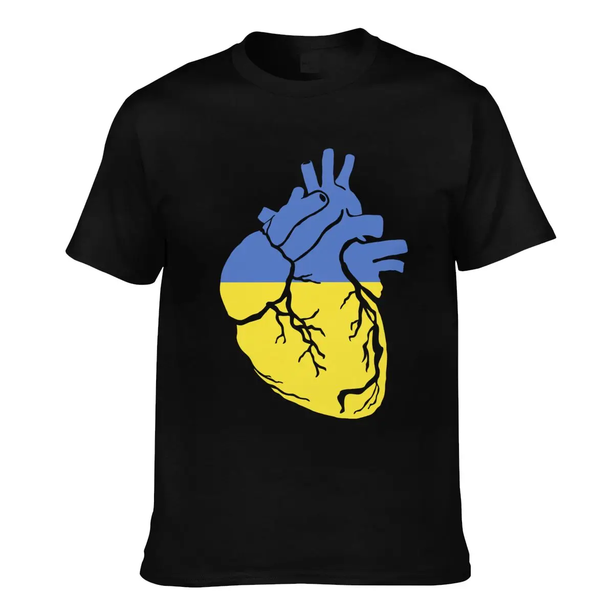 Украинская анатомическая футболка в форме сердца с флагом страны футболки