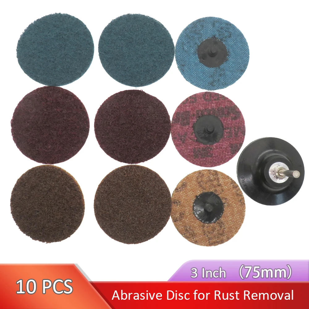 

10Pcs 3 inch Roll Quick Change Discs Surface Conditioning Discs Sanding Disc with Holder for Surface Prep Paint Stripping 3M