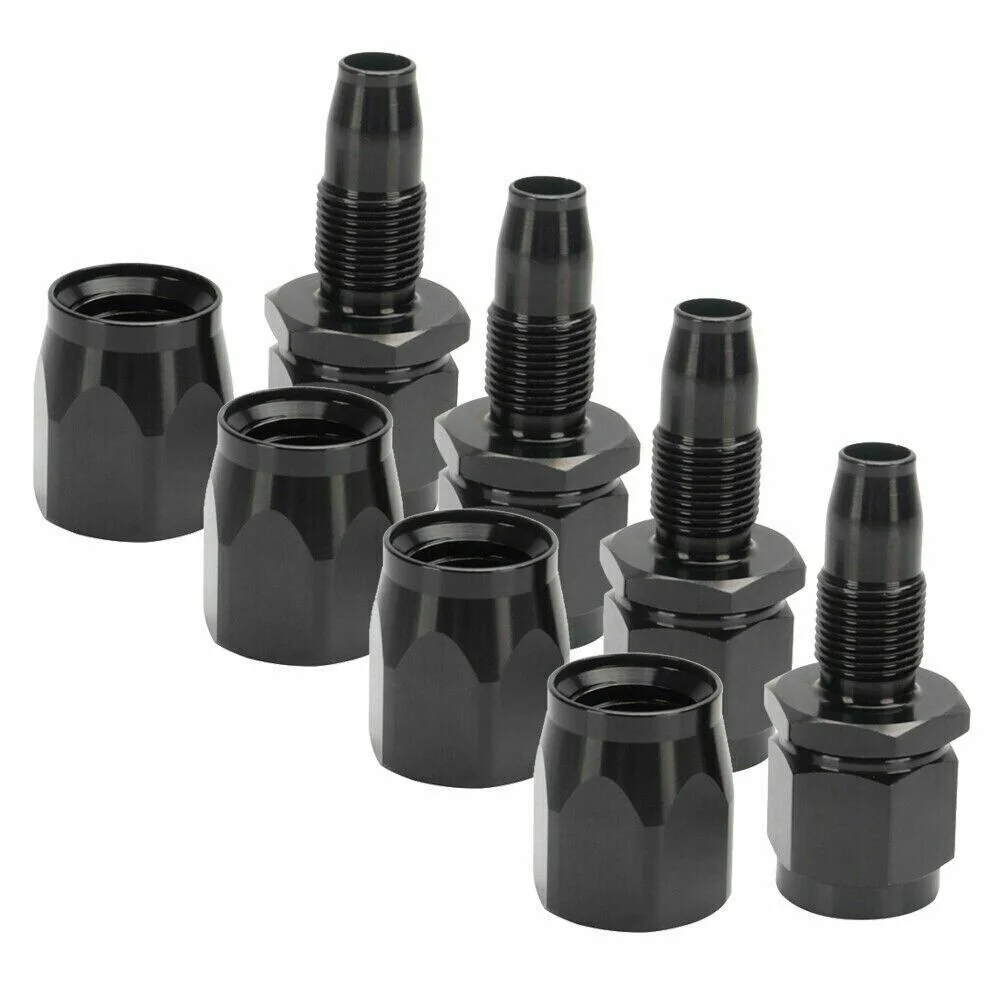 

4Pcs Universal Straight AN6 -6AN Swivel Hose End Fitting Adaptor Black For Fuel