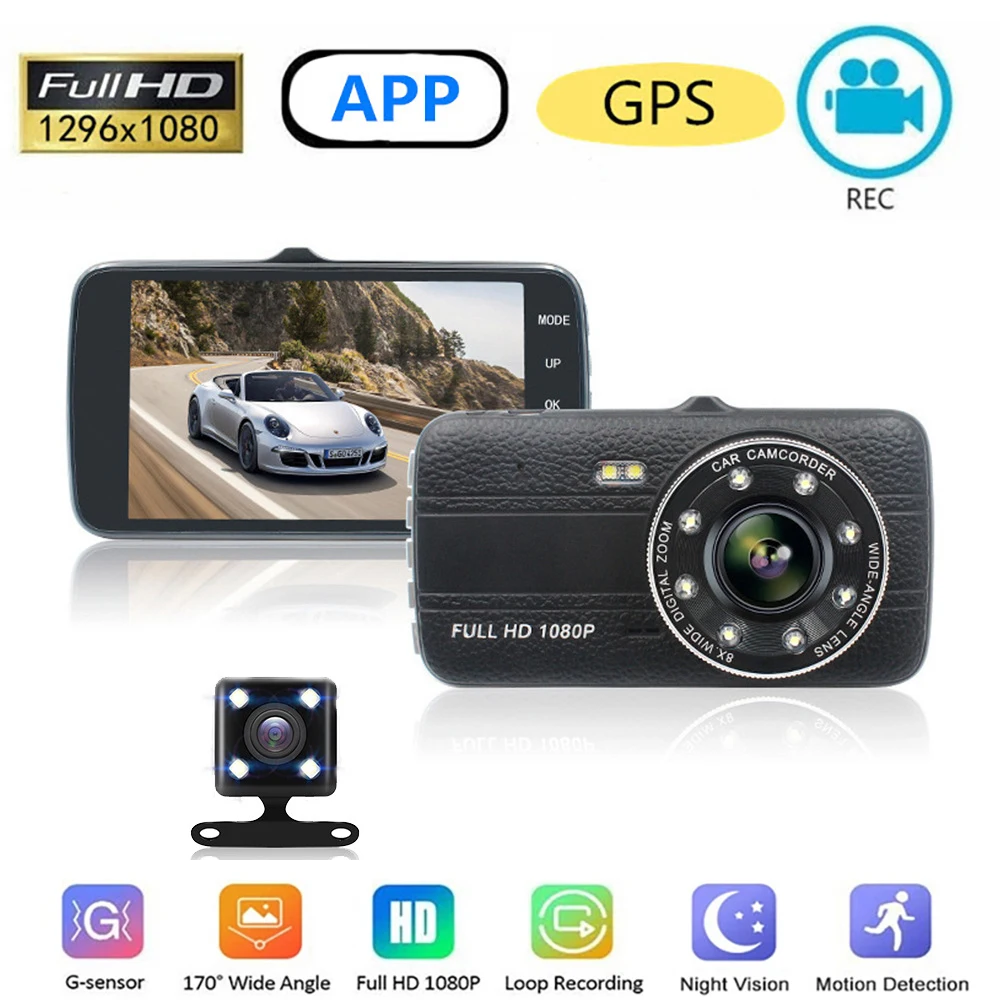 

Видеорегистратор автомобильный, Wi-Fi, 4,0 дюйма, Full HD, 1080P, GPS
