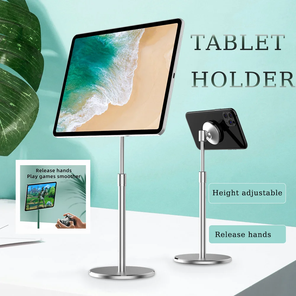 

Phone And Tablet Holder Magnetic Aluminum Alloy Height Adjustable Desktop Brasket For Apple Xiaomi Samsung Huawei Tablet Stand