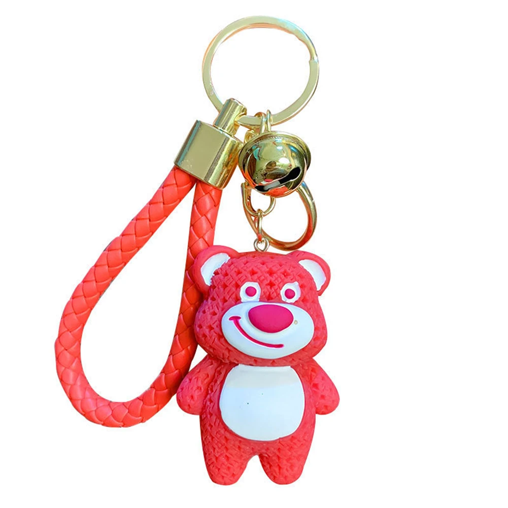 

Cartoon Resin Strawberry Bear Doll Keychain Cute Couple Backpack Pendant Car Key Chain Gift