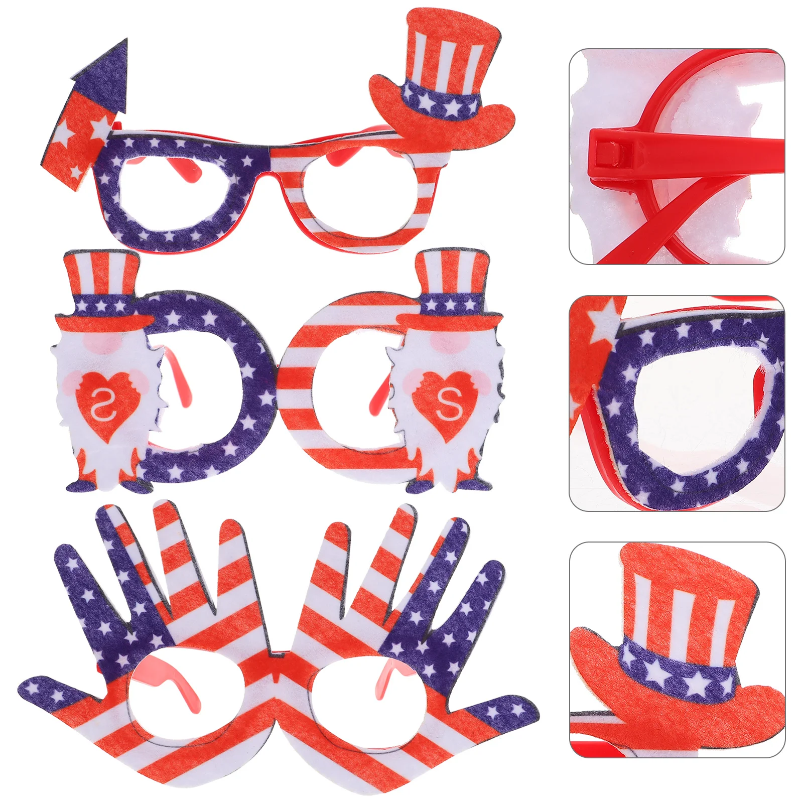 

3 Pcs Eyeglasses Frames Glasses Frame Props Independence Day Glasses Frames
