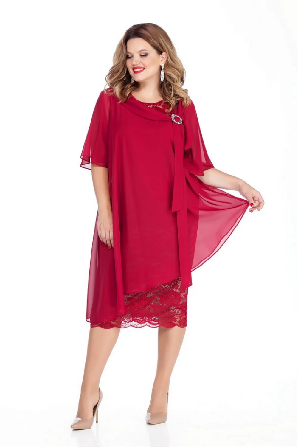 

Plus Size Blue Lace Mother Of The Bride Dresses With Long Jacket 2 Pieces Women Tea Length Long Sleeve Wedding Guest Dress