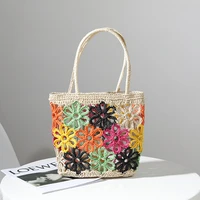 summer hollow flower straw bag bohemian shoulder bag paper rope woven bags for women handbags 2022 travel beach bags tote clutch
