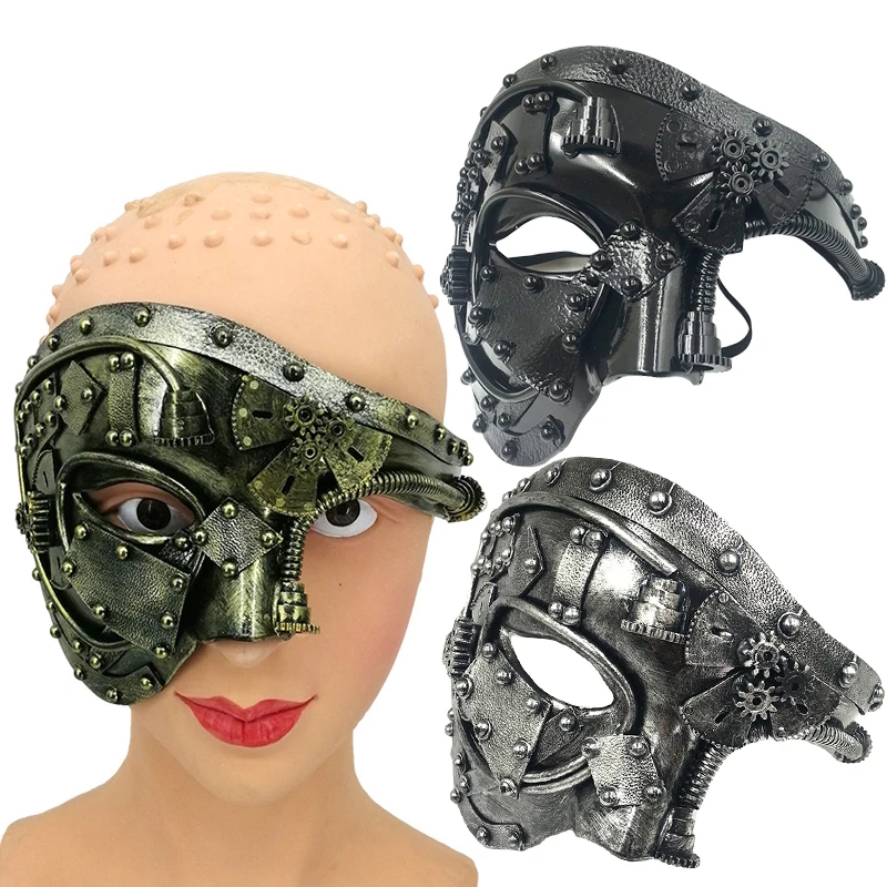 

Маска призрака в стиле стимпанк для косплея, маскарада, вечеринки, полулицевая маска, аксессуары для Хэллоуина, унисекс, костюм, мяч, одежда, ...