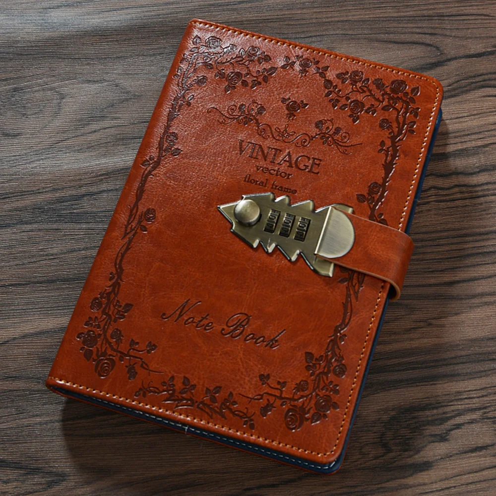 

PU Leather A5 Planner Retro Notebooks And Journals Diary With Lock Agenda Password Note Books For School Supplies