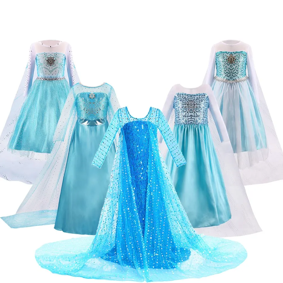 

2021 Elsa Dress for Girls Elsa Cosplay Costume Children Christmas Dress Baby Girl Birthday Party Masquerade Costume 3-10 Years