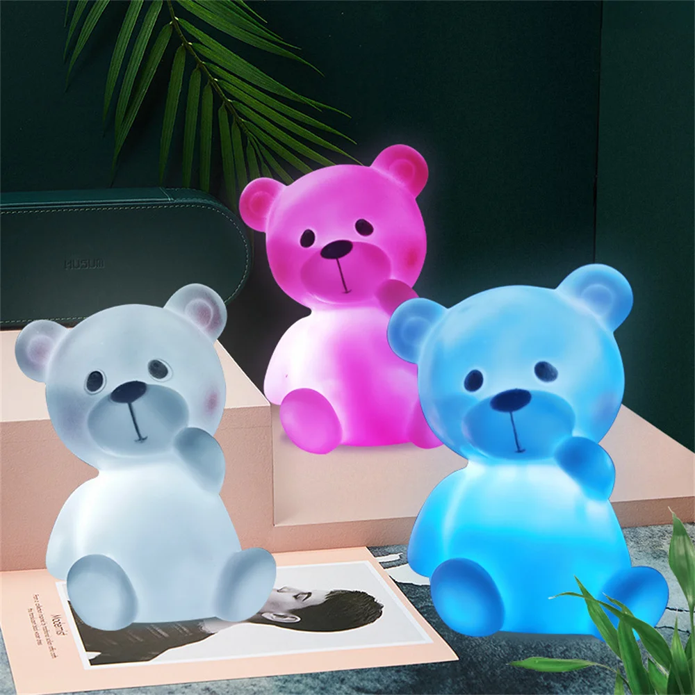 

Cute Bear Night Lights Ornament Energy Power-saving Eye Protection Reducing Power Consumption Long Endurance Bedroom Decoration