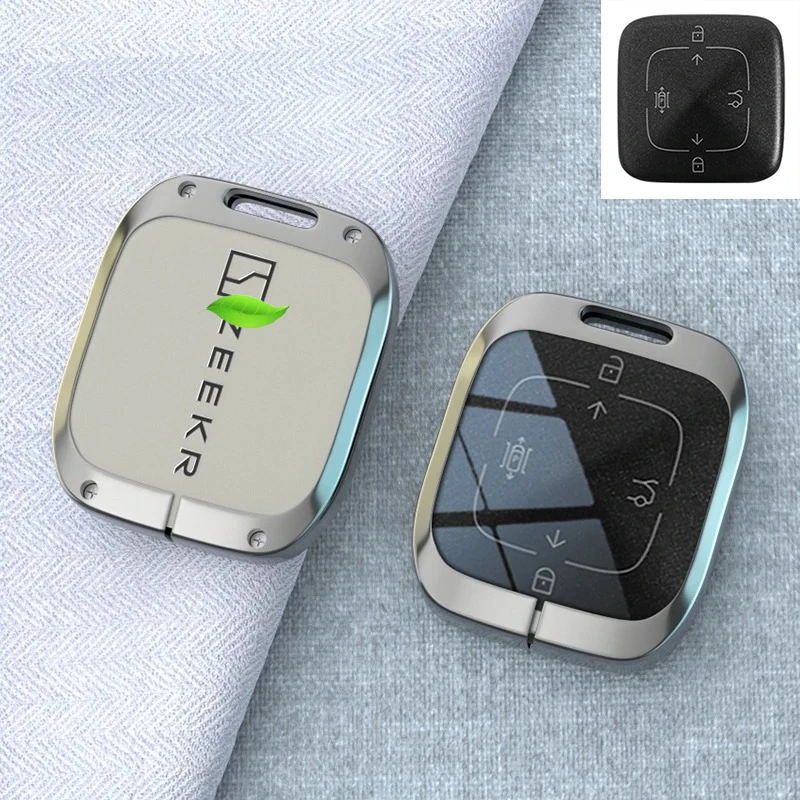 

Для Zeekr 7X 001 007 009 X 2024 брелок для ключей с дистанционным управлением, кожаный чехол для ключей из цинкового сплава, Bluetooth Smart Shell, сумка с пряжкой