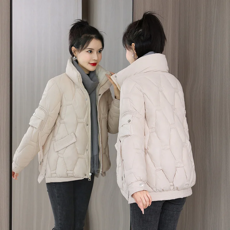 PinkyIsBlack Winter Jacket Women Short Thicken Down Coat Stand Collar Bright Elegant Outerwear 2022 Korean Fashion Female Parkas