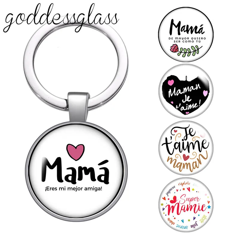 

New Love Mama Happy mother's day Love Mom Mum glass cabochon keychain Bag Car key chain Ring Holder Charms keychains gift