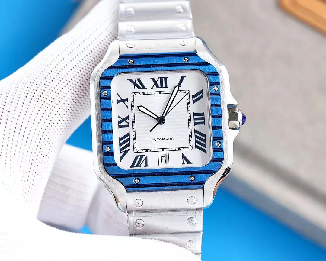 

2023 Mens Womens Watches Gold Silver Black Leather Rubber Automatic Mechanical Square Roman