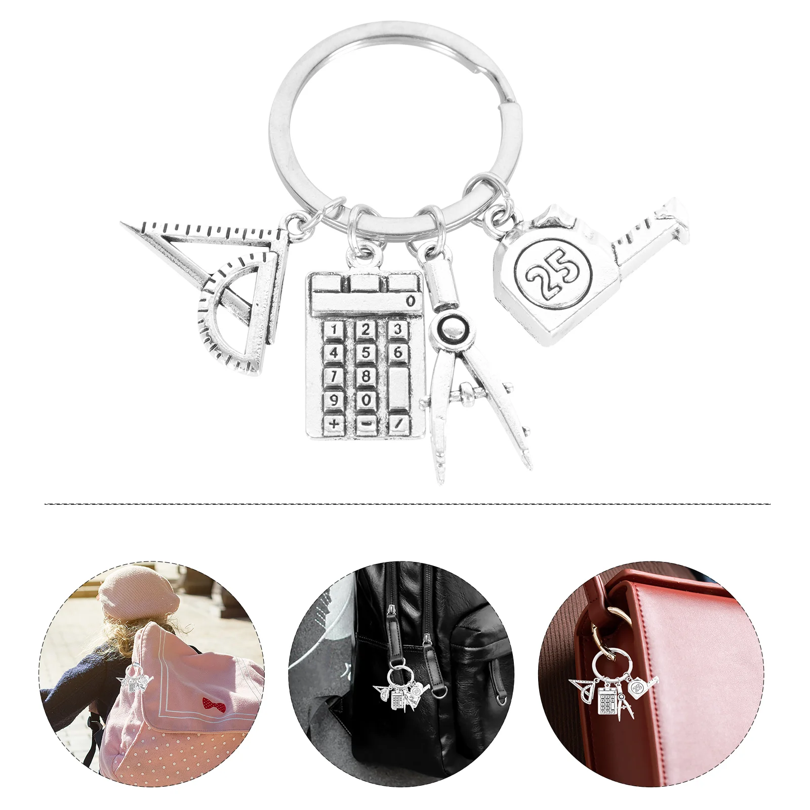 

Key Ring Teacher Chains Pendant Math Calculator Ruler S Chain Graduate Day Compasses Design Triangle Tools Gift Shape Memorial
