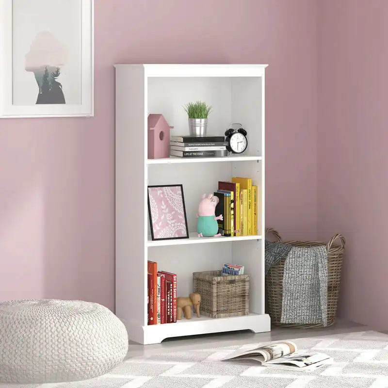

Campbell Wood 3 Shelf Kids Bookcase, White Home Furniture Storage Holder