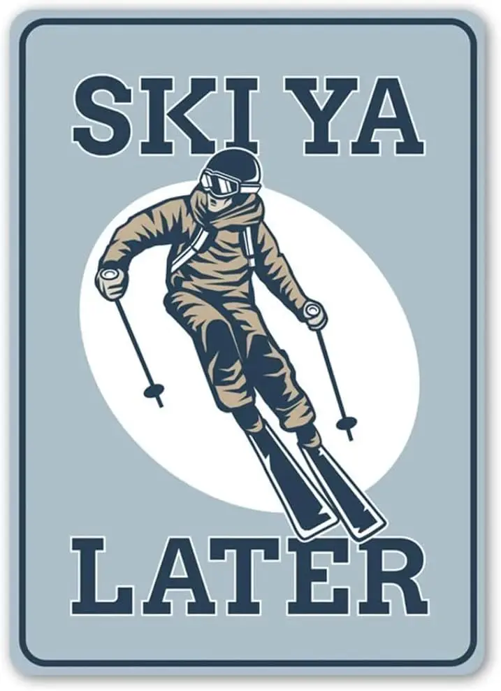 Sk Y Lter Sgn Funny Decor For Skng Fmly Cute Snow Spo Color Retro beskque Metl Sgns for Grge Mn Cve B